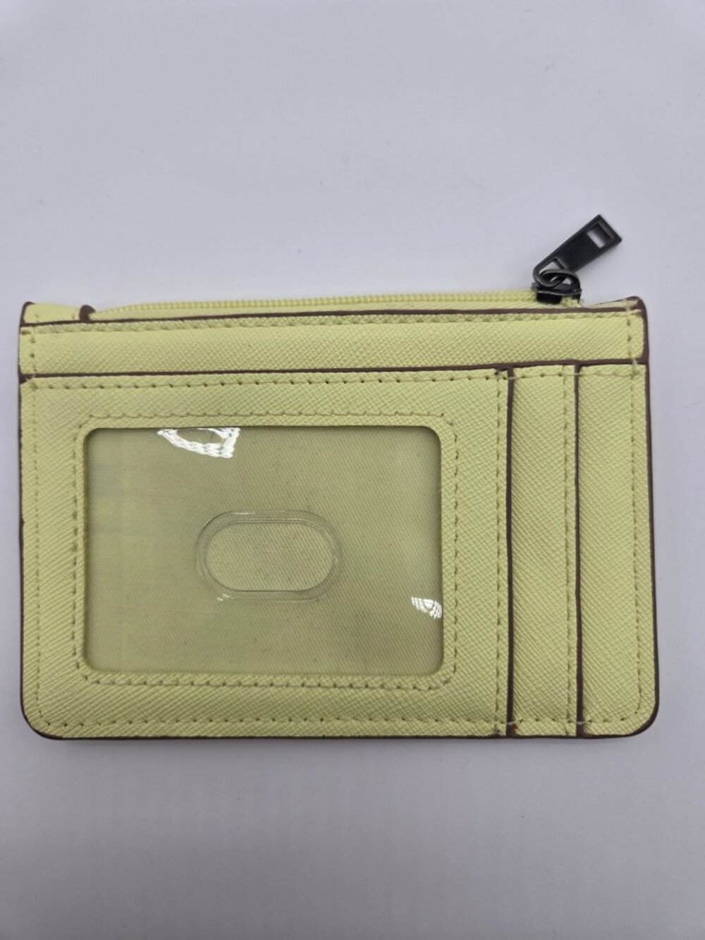 A New Day Pale Yellow Slim Card Holder ID Wallet Zip Pouch